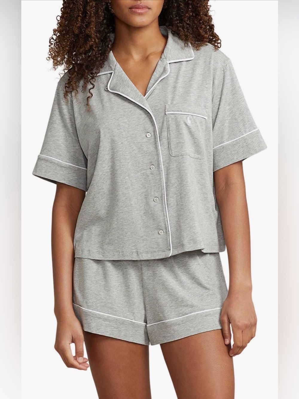 Polo Ralph Lauren Jersey Short Pajama Set XL Heather Gray Cotton Short Sleeve